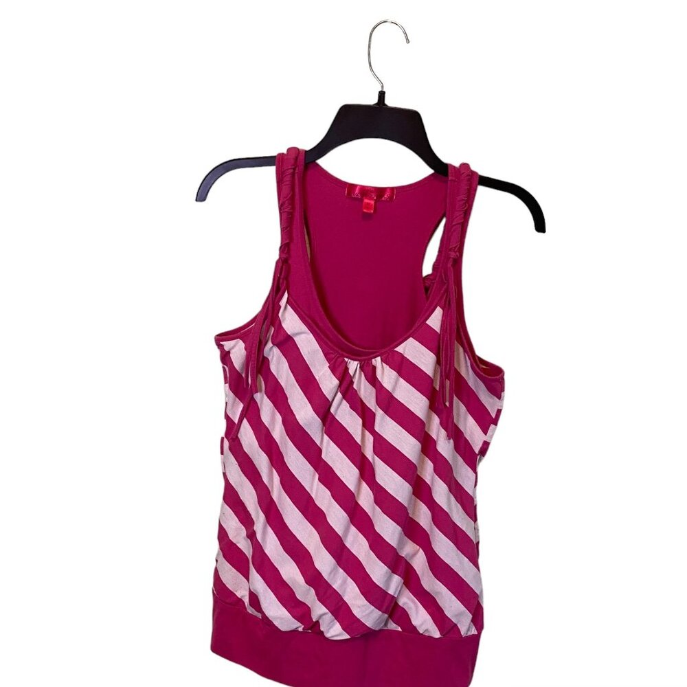 Almost Famous Tank Top Racerback Sleeveless Summer Striped Pink & White Size XL
